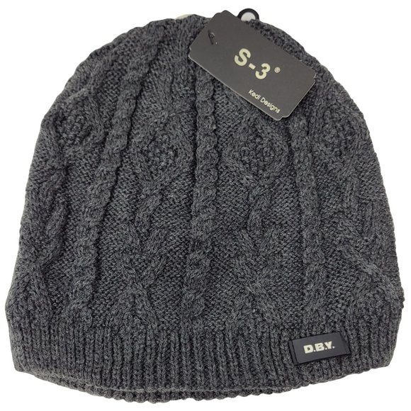 iBerryNY Accessories - Women's Knitted Beanie Ski Cap Winter Hat Ski Cap, Fleece Lined Hat in Gray